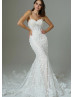 Strapless Ivory Lace Glitter Tulle Romantic Wedding Dress